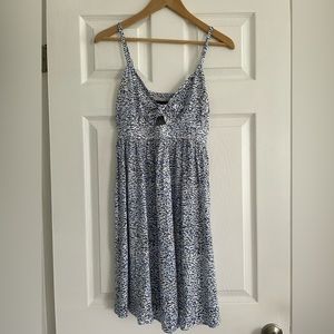 NWT Banana Republic tie front blue/white print dress XS petite